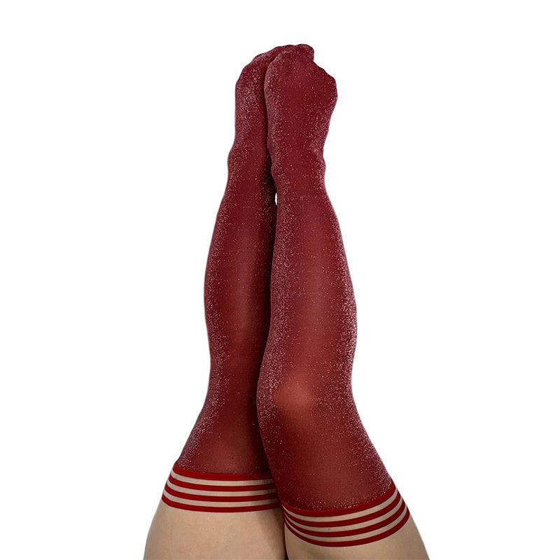 Kix'ies Shimmer Cranberry thigh-high