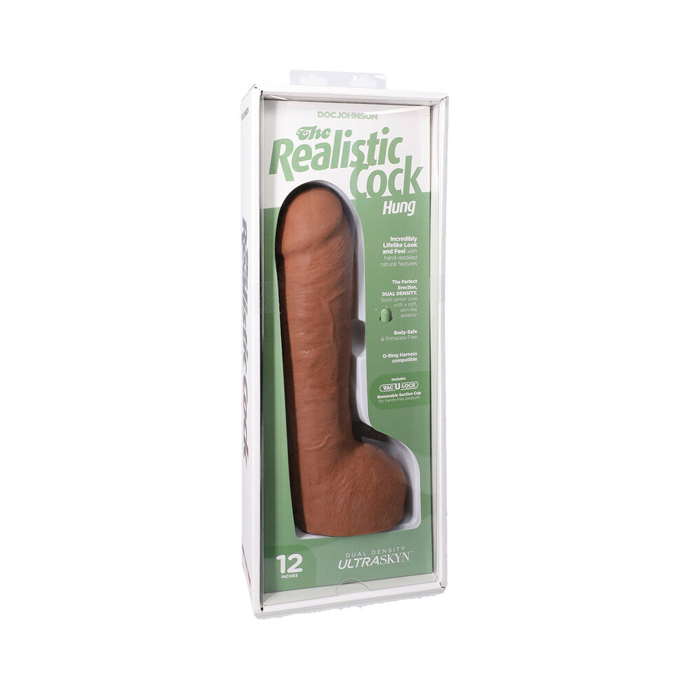 The Realistic Cock Hung 12 " ULTRASKYN Vac-U-Lock Dildo Caramel